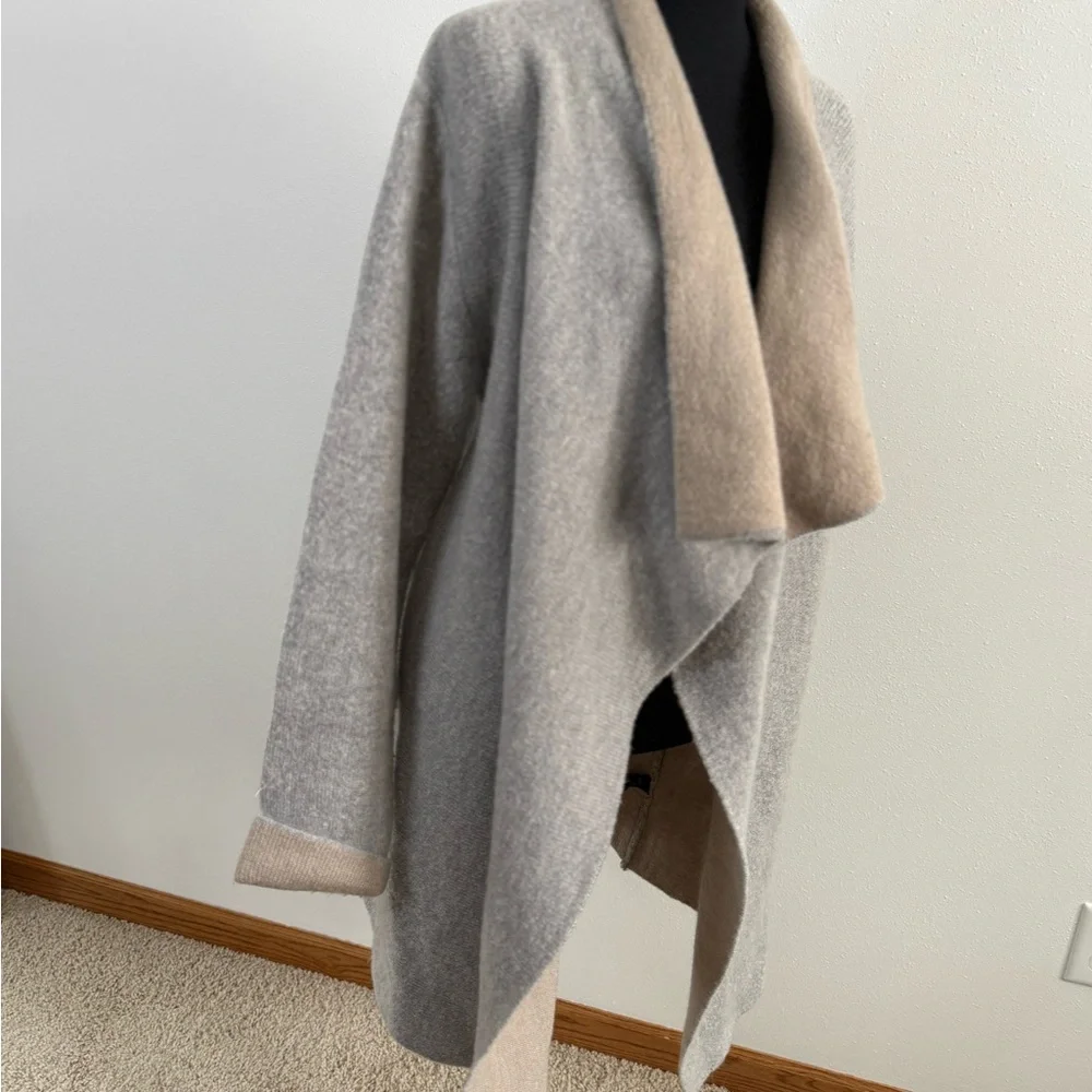 Harve Benard Studio Waterfall Cardigan Neutral Open Front Drape Sweater M - Picture 2 of 8